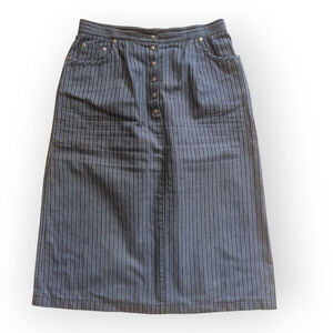 Harve Benard Blue Pinstripe Midi Skirt